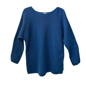 J. JILL Blue Crew Neck Long Sleeve Sweater Size Large drop